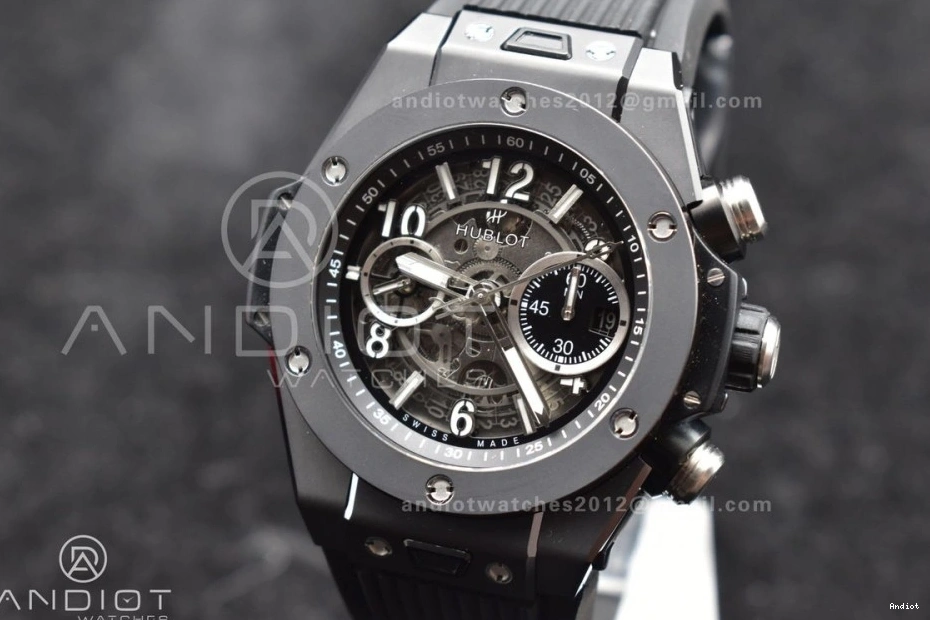 Skeleton 1:1 Best Unico Dial Black Titanium Big Rubber Black ZF Strap Edition Bang Hublot On A1280 0214